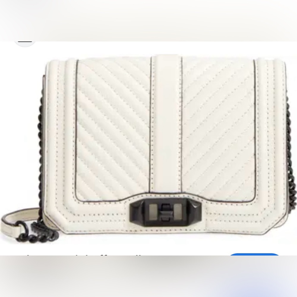 ⭐️Rebecca Minkoff Love Chevron Quilt Small Leather Crossbody Bag in Creamy Ivory